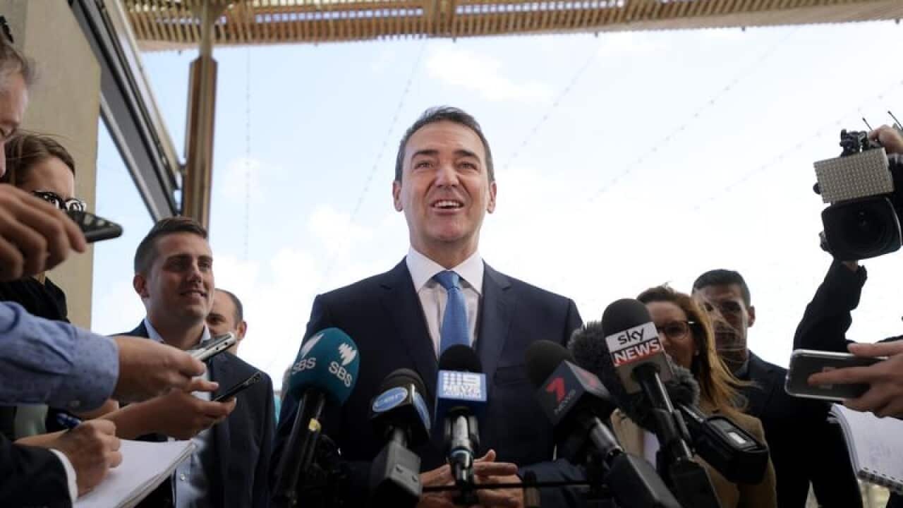 Incoming SA premier Steven Marshall at a press conference on Sunday.