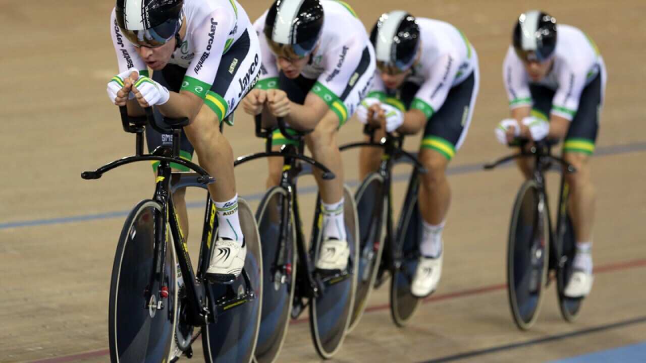 Australia's Miles Scotson (left) leads the team to Gold.