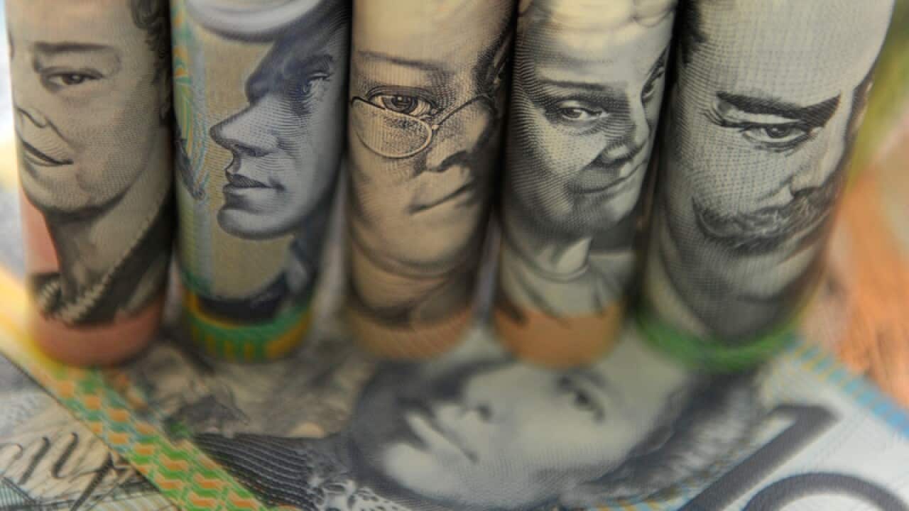 Australian currency pictured in Sydney