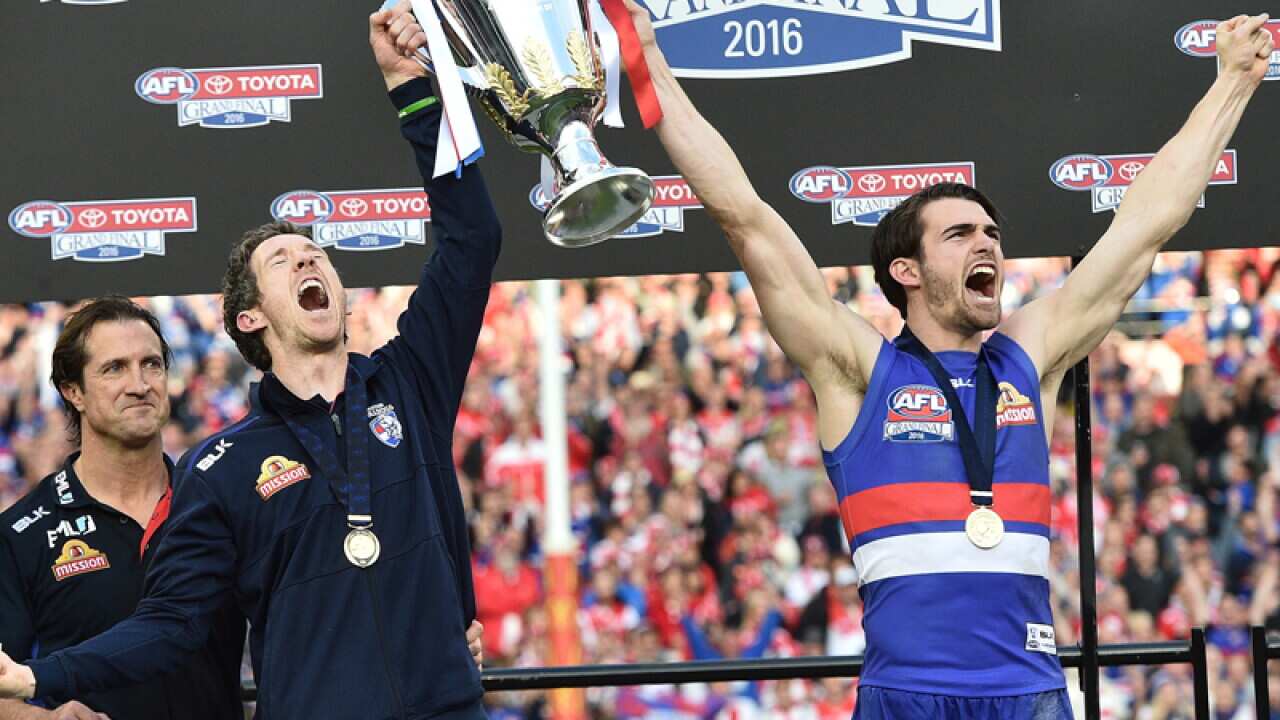 Luke Beveridge, Robert Murphy, Easton Wood of the Western Bulldogs