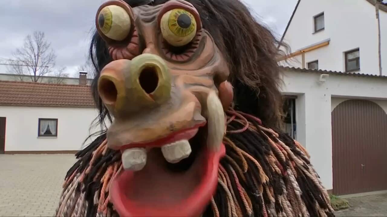 One of the monsters known as 'Perchten' that march and dance during the shortest and darkest days of the year in Germany. 