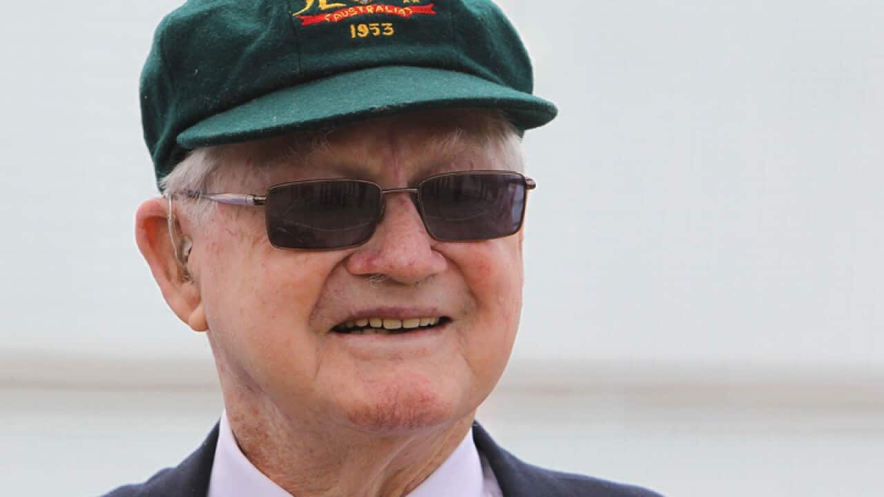 Australian cricket legend Neil Harvey,