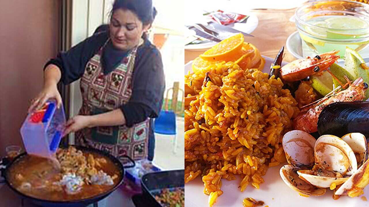 Image of Alba Galban cooking Paella in Melbourne