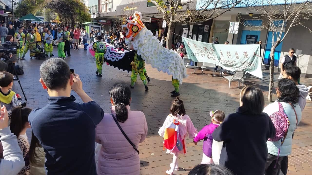 Lion dance in Eastwood to thank the City of Ryde supporting Hong Kong.