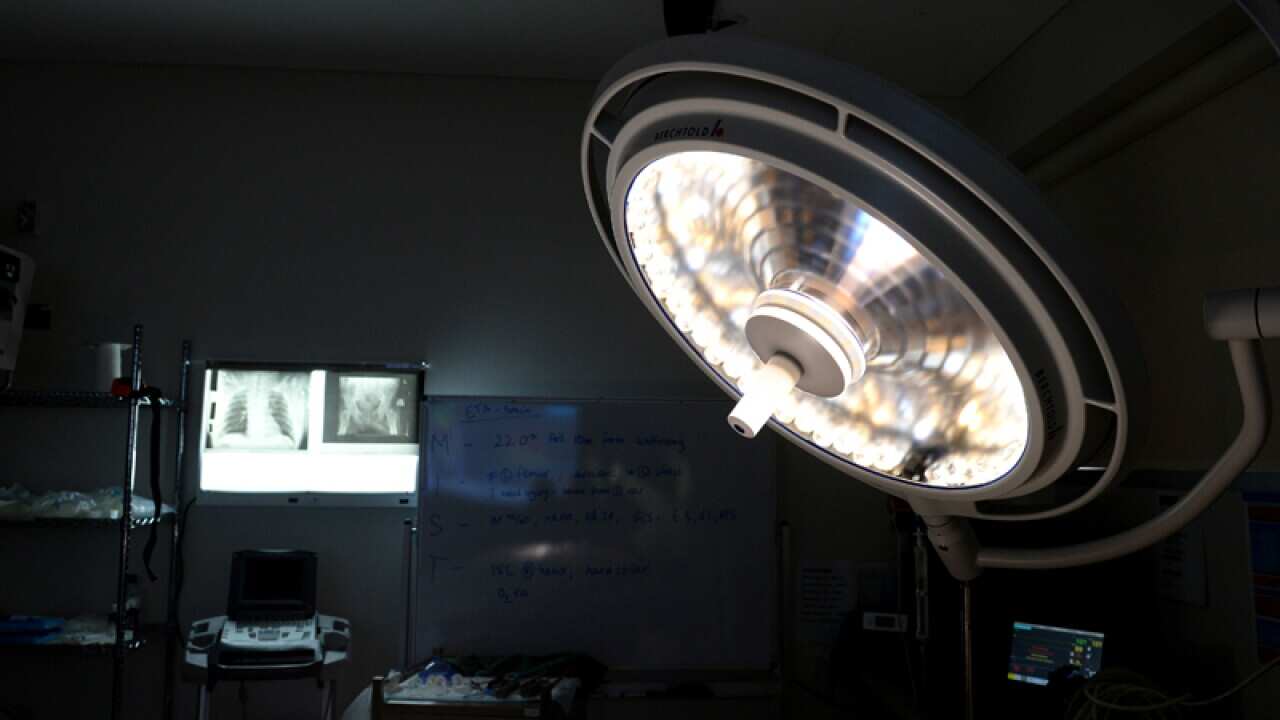 An operating theatre light in a hospital
