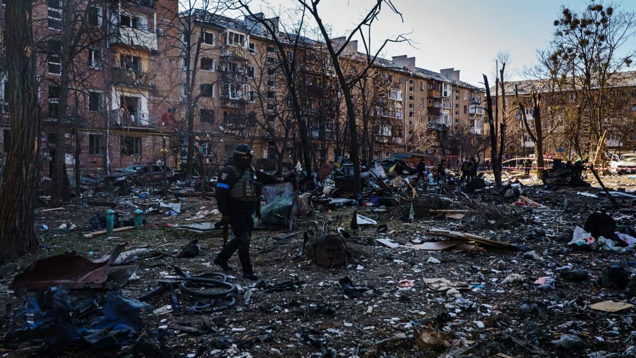 Residential areas in the Podilskyi district in Kyiv.