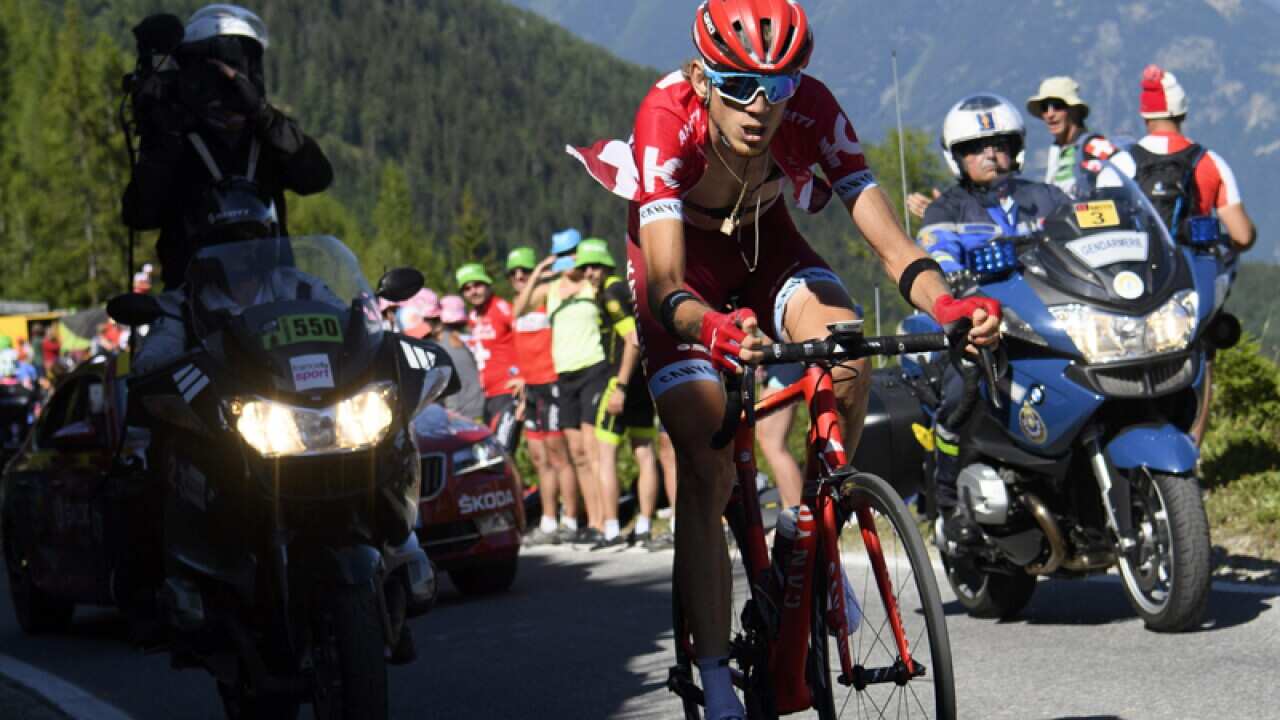Russian rider Ilnur Zakarin on his way to win the 17th stage