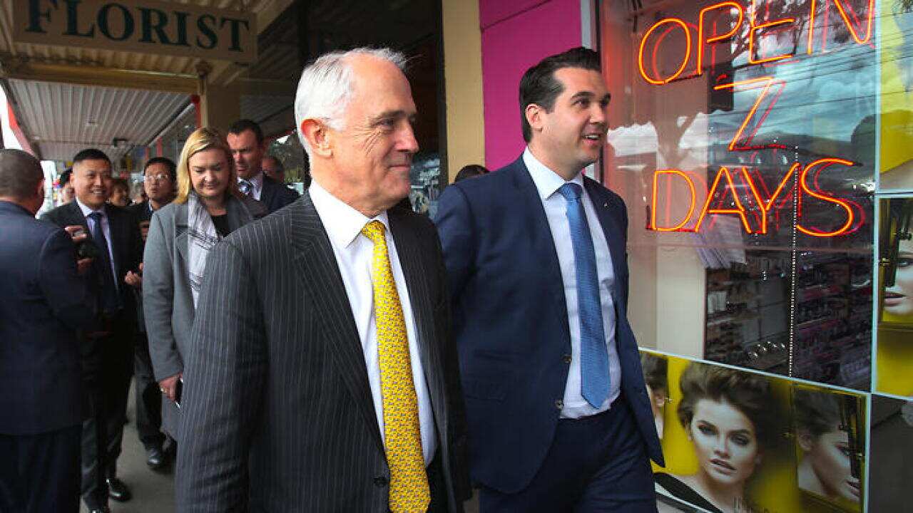 Prime Minister Malcolm Turnbull and Liberal candidate Michael Sukka