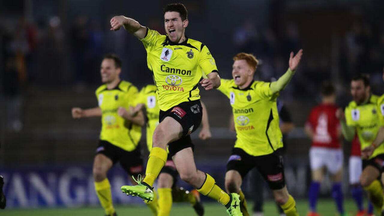 During the FFA Cup round of 16 match between Sydney United 58 FC and Heidleberg United at Sydney United Sports Centre on August 23, 2017 in Sydney, Australia.
