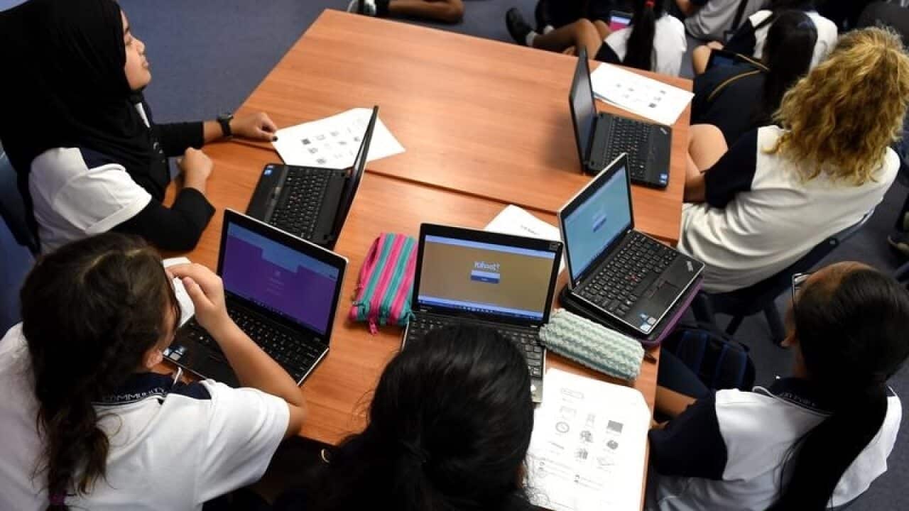 File image of school students in a classroom in Sydney.