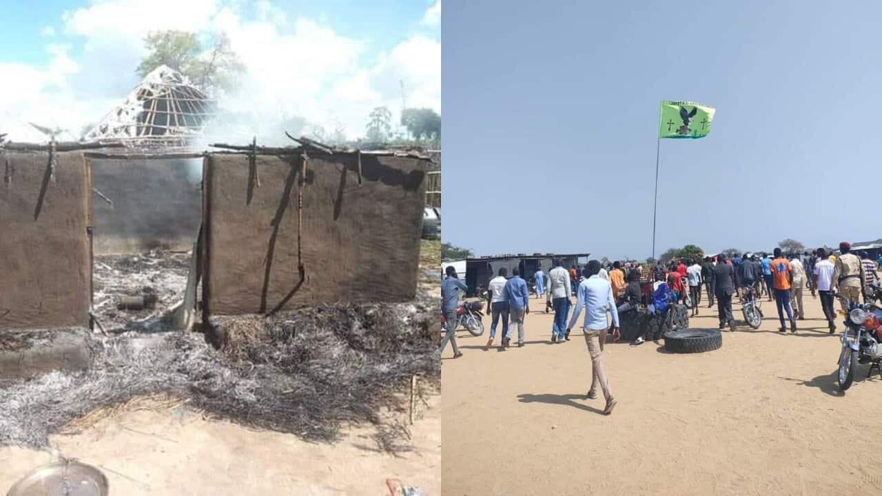 Image of the hut burn down in Angakuei
