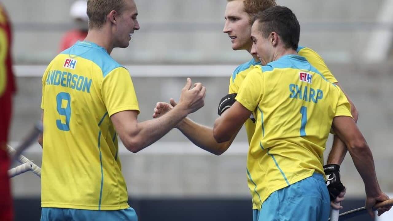 Players celebrate.