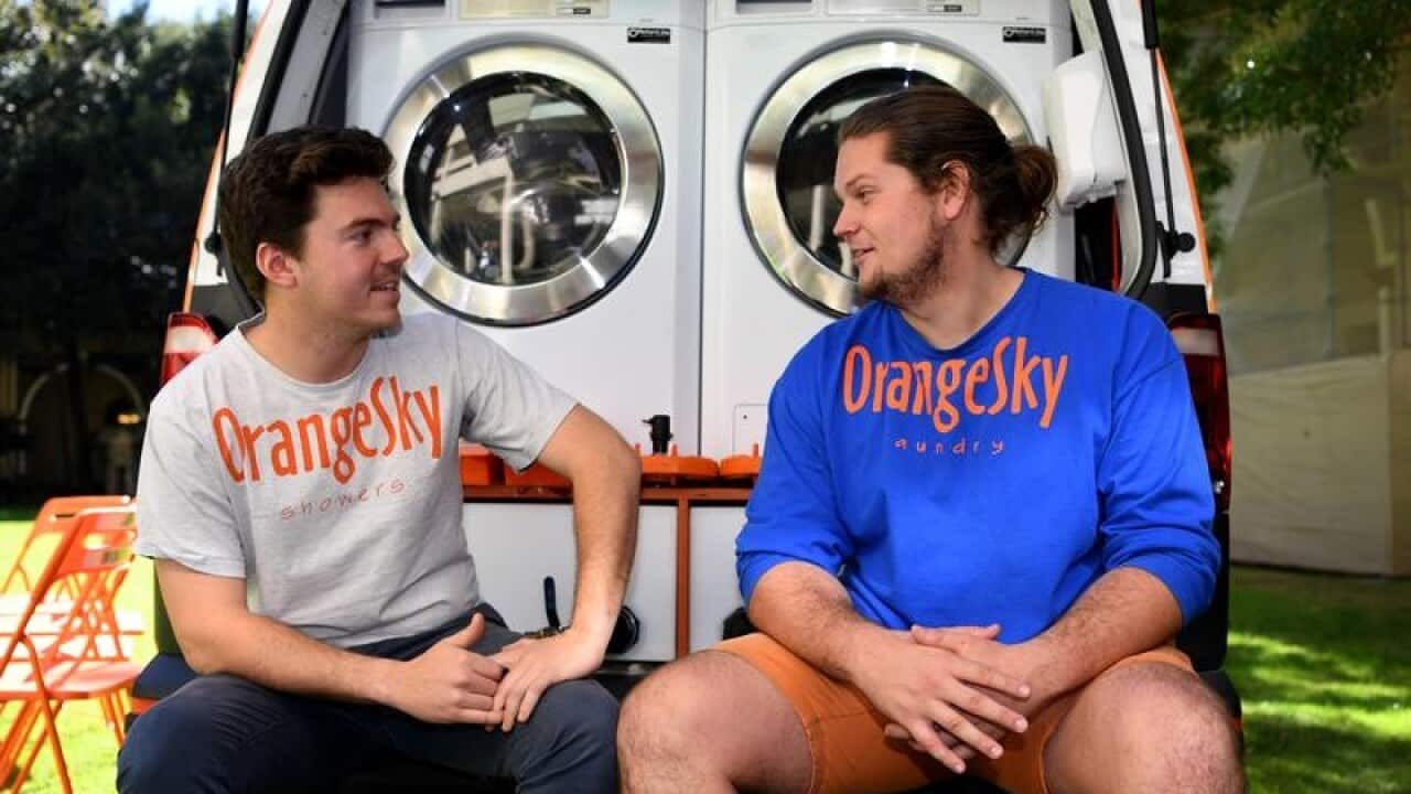 Orange Sky co-founders Nicholas Marchesi (L) and Lucas Patchett