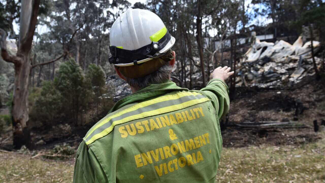 Emergency services workers inspect Separation Creek south of Melbourne
