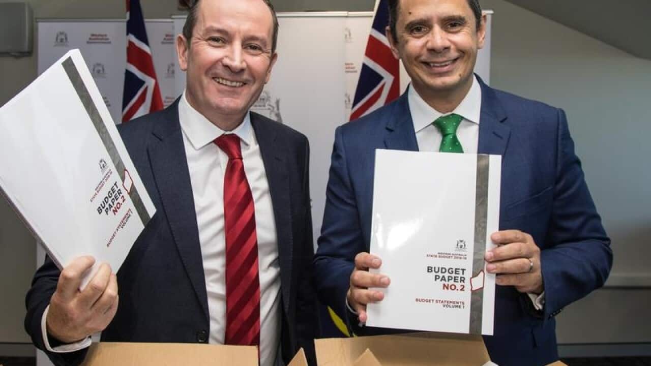 Premier Mark McGowan and Treasurer Ben Wyatt with the WA Budget Papers
