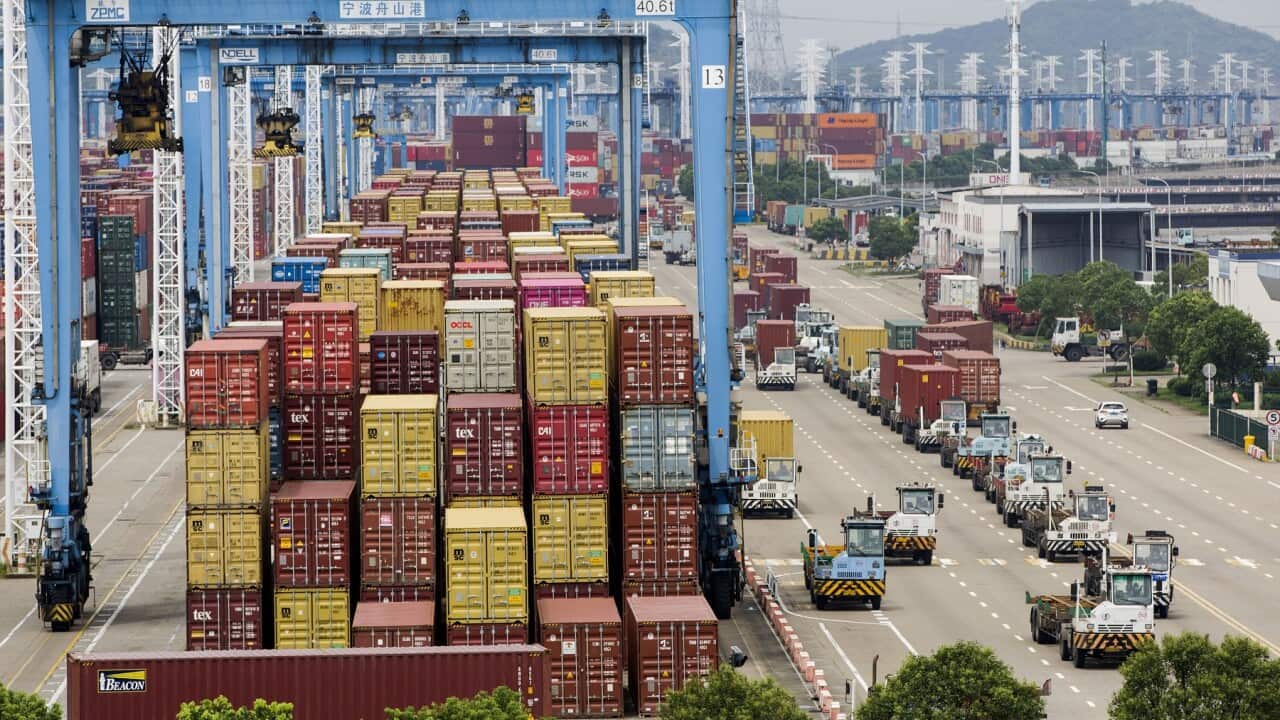 Containers ready to be shipped at Ningbo port in China