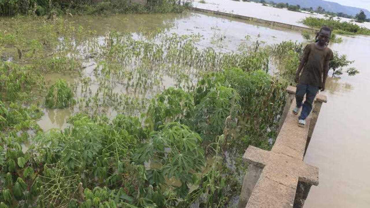 Flooded farmland after a heavy downpour in Koton Karfe, Nigeria.