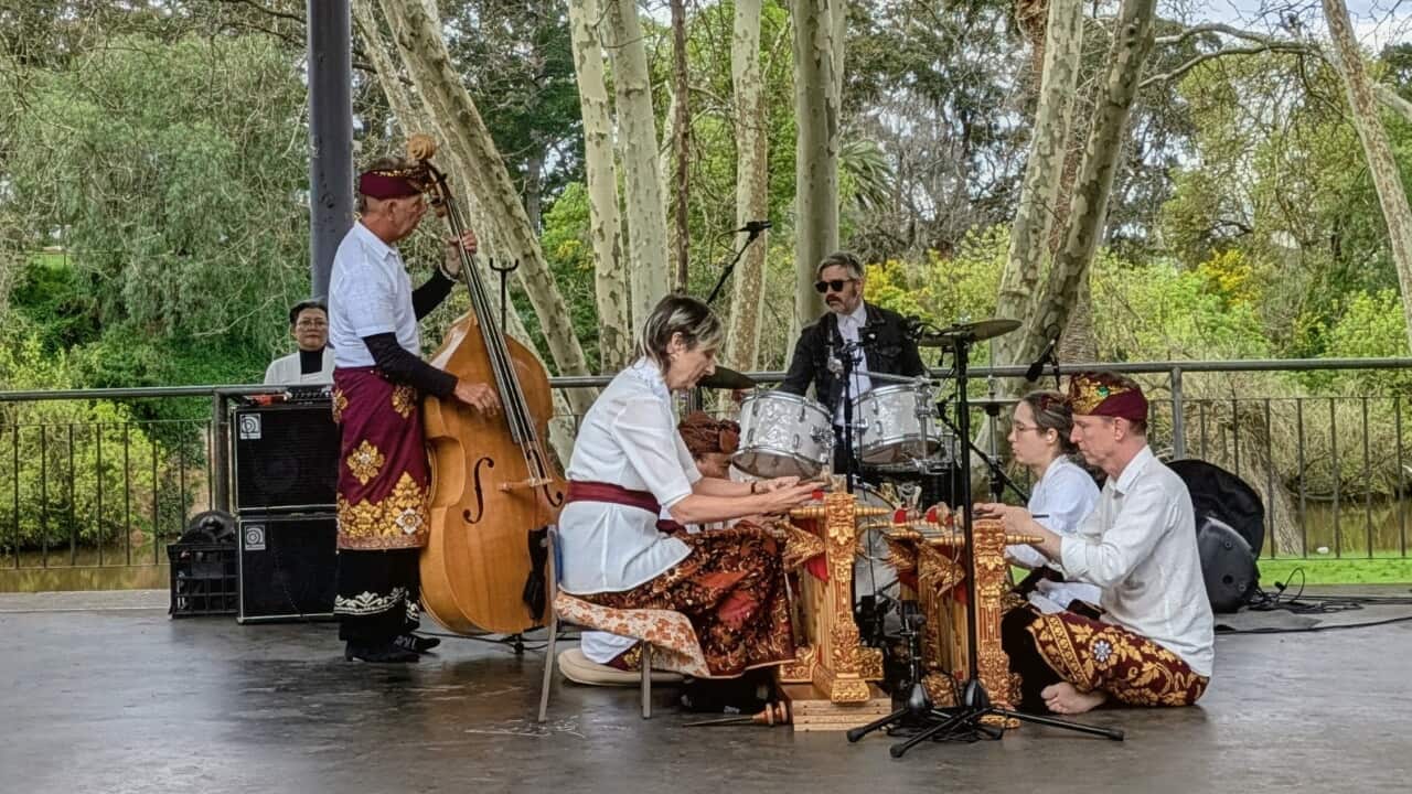 Ready New Gang performs at Bali by the Lake in Melbourne, bringing together Balinese and Western musical traditions.
