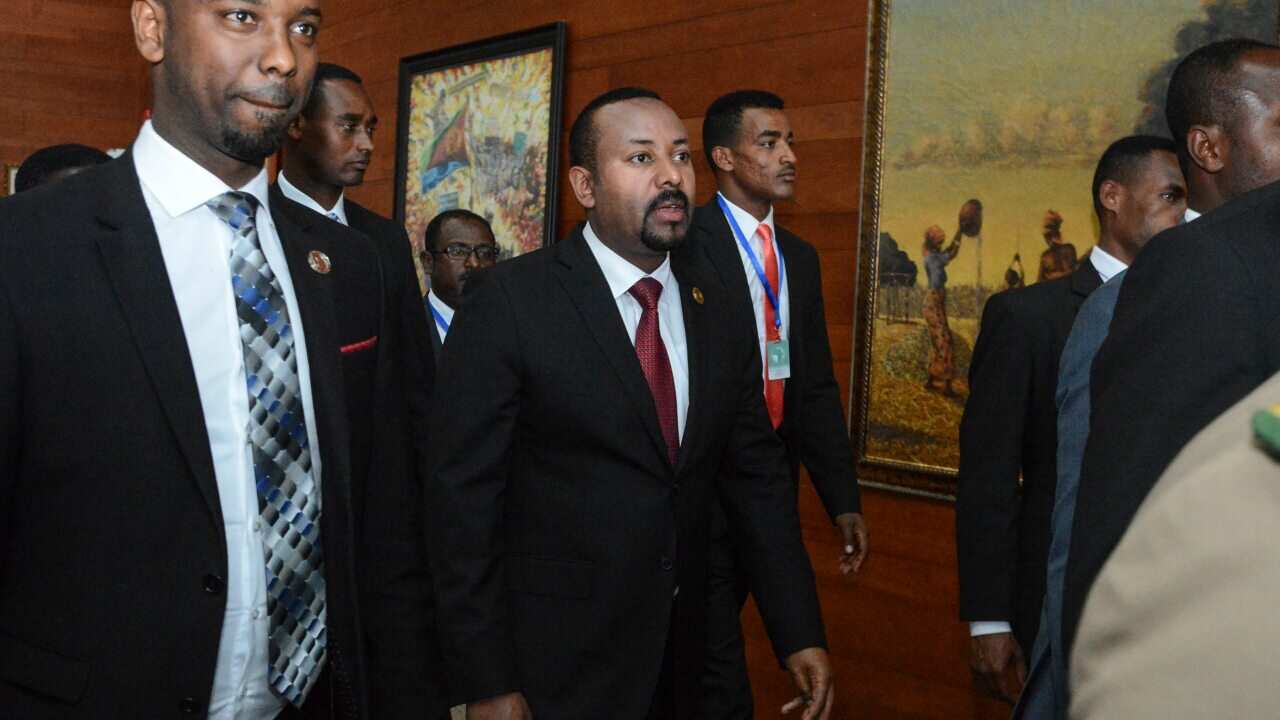 Ethiopia's Prime Minister Abiy Ahmed, centre.