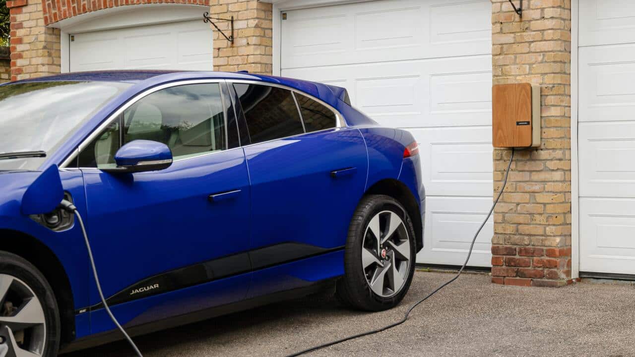 Electric car charging in driveway