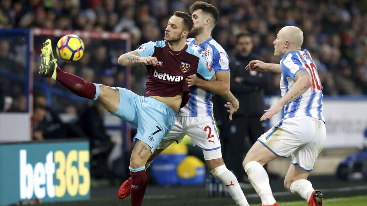 Marko Arnautovic West Ham United Premier League Aaron Mooy Huddersfield Town