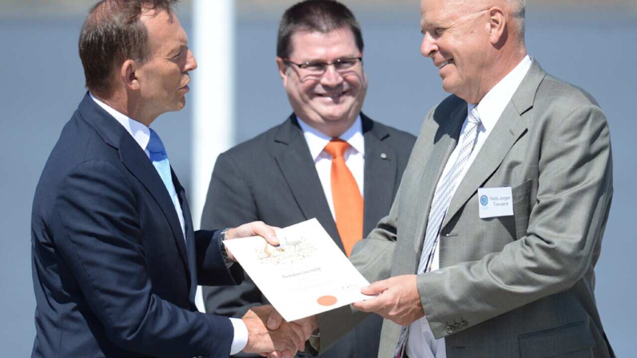 Tony Abbott and Australian citizen Niels-Jorgen Toxvaerd