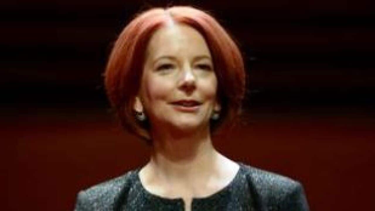 Julia Gillard at her first public appearance since she was replaced as prime minister by Kevin Rudd