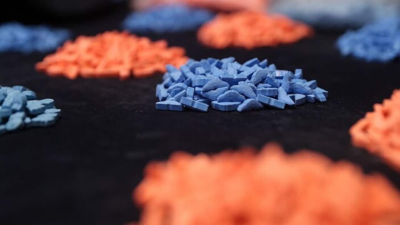 MDMA pills seized by the anti-narcotics police in Chile