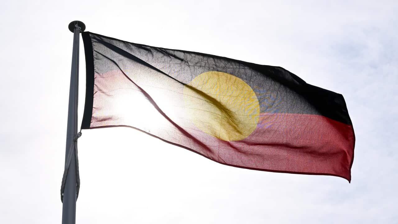 An Aboriginal flag is seen in Canberra (AAP)