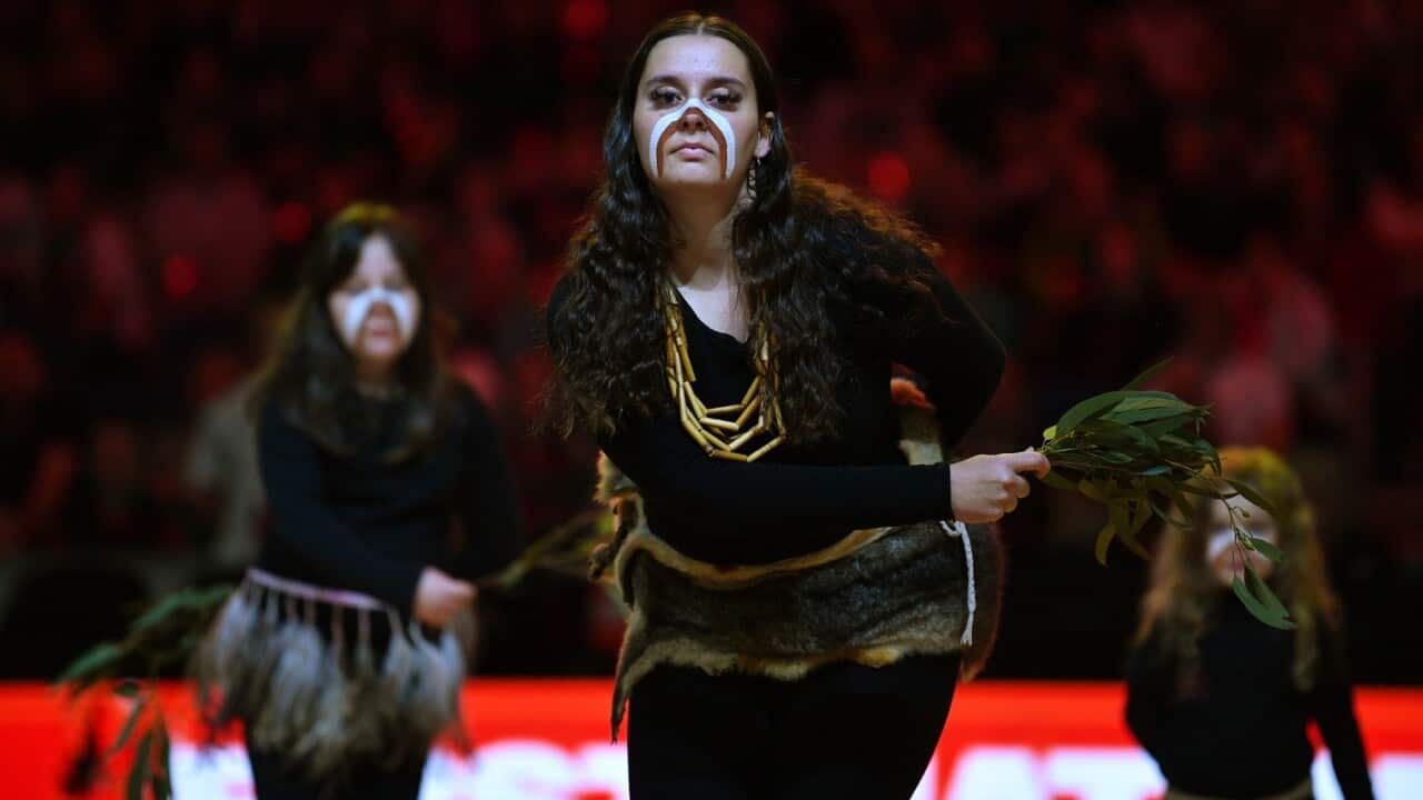 Sherehe ya Karibu katika Nchi kabla ya mechi ya Super Netball, Melbourne 2022.