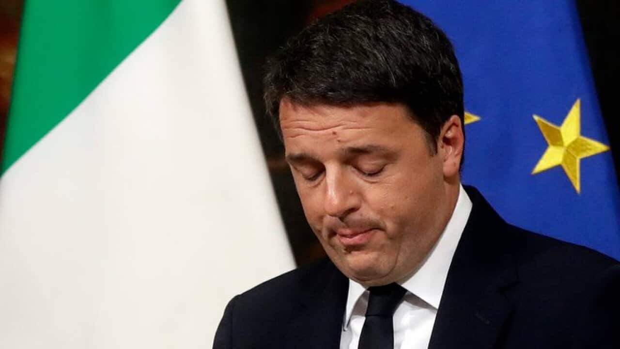 Italian Premier Matteo Renzi speaks during a press conferenceRenzi acknowledged defeat in a constitutional referendum and announced he will resign on Monday