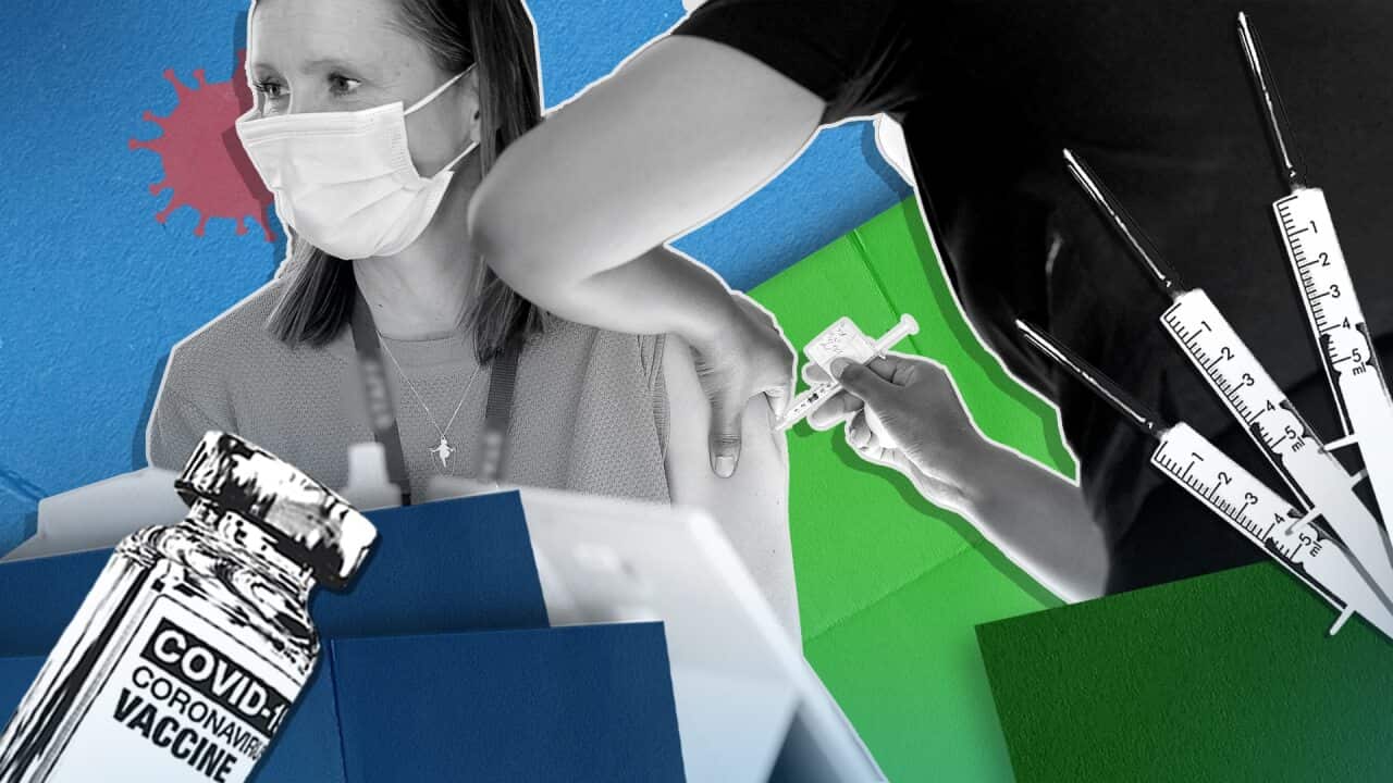 Woman getting vaccinated