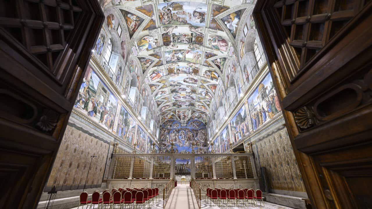 ITALY - SEDE VANCANTE- SETTING UP THE SISTINE CHAPEL AT THE VATICAN - 2025/5/6