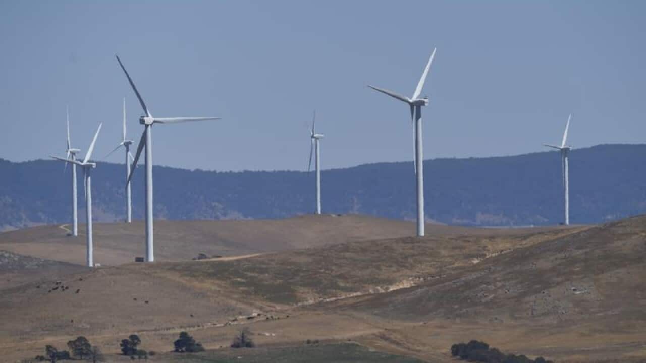 A wind farm is seen outside Bungendore near Canberra.