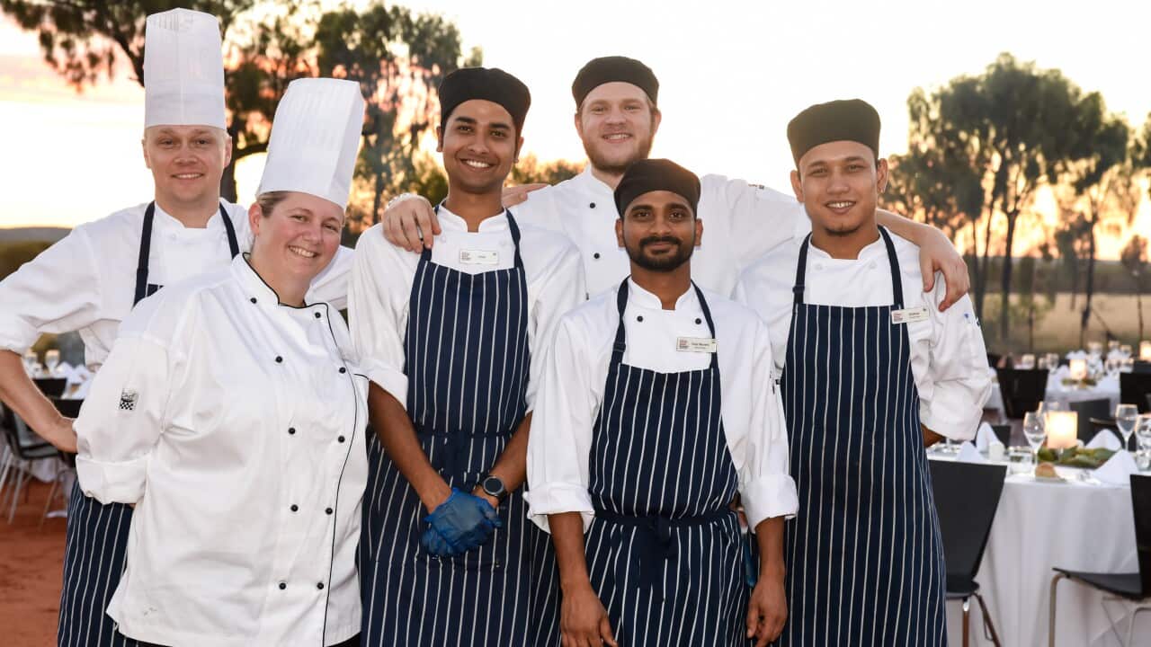 Chefs and hospitality staff from Voyages Ayers Rock Resort serving up the tastes of Tjungu 2017.