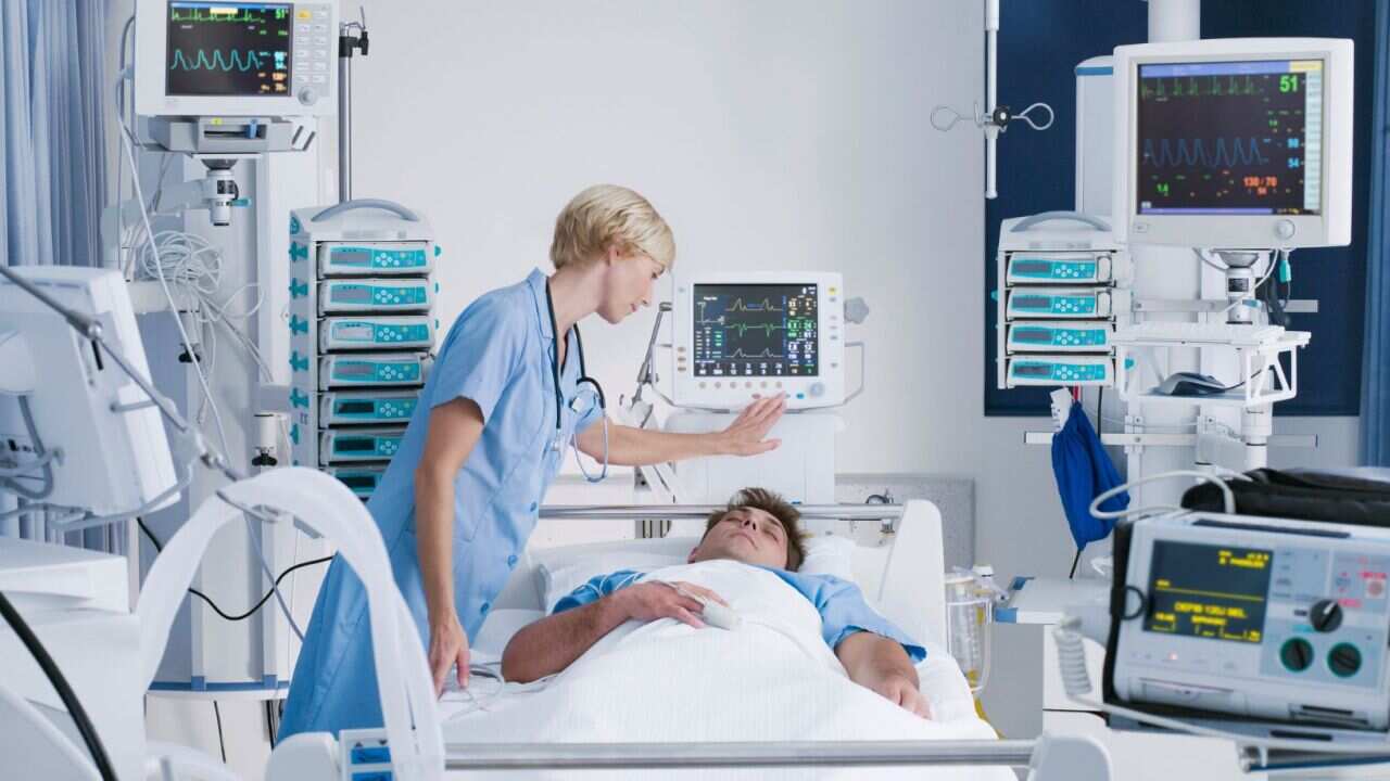 A patient in intensive care