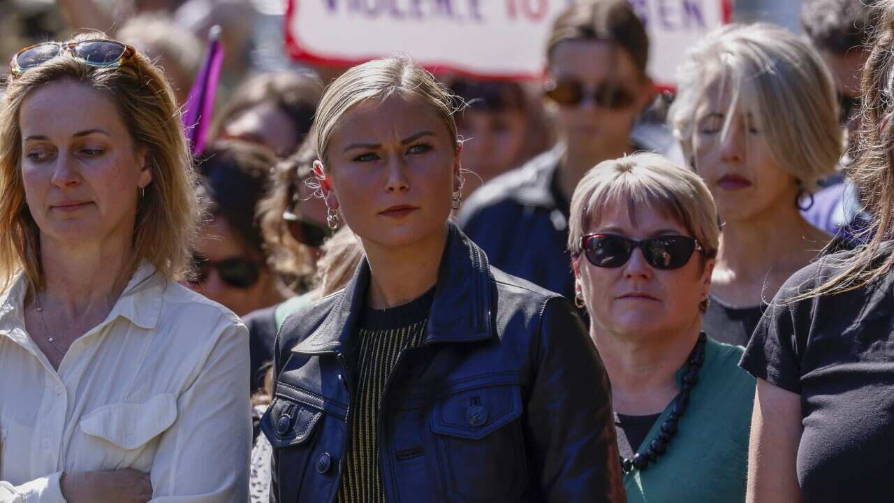 Australian of the Year Grace Tame during the Women's March 4 Justice in Hobart