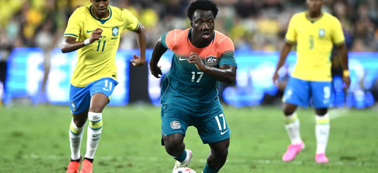 Last-minute Rayan equaliser denies Socceroos famous win against Brazil
