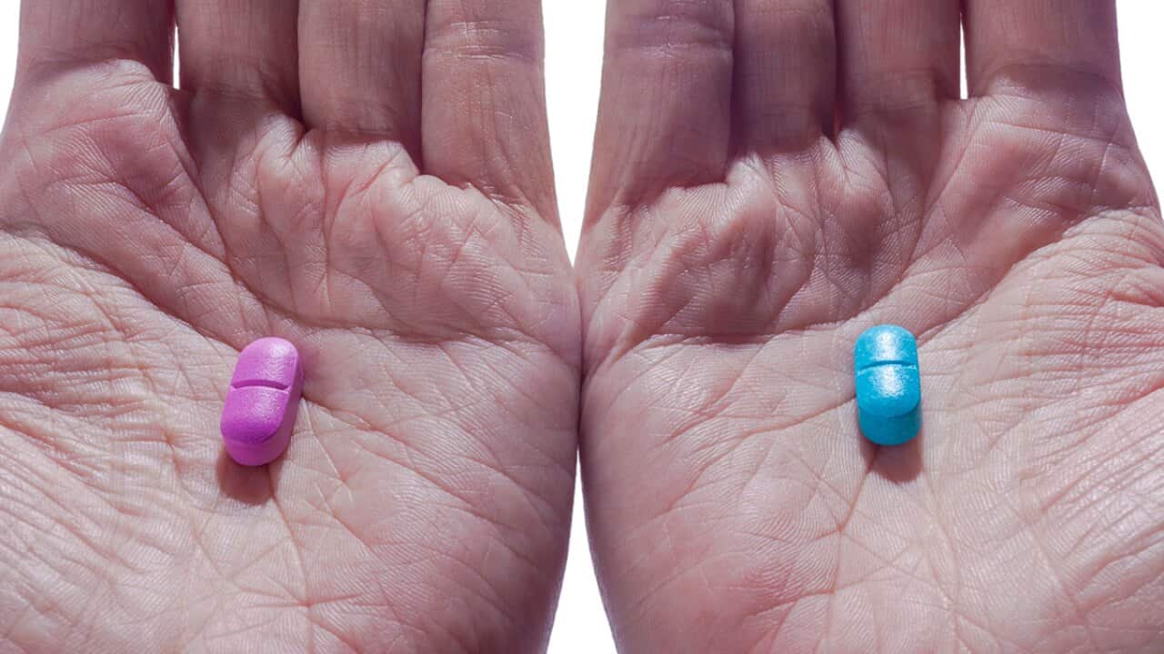 Pink and blue pills