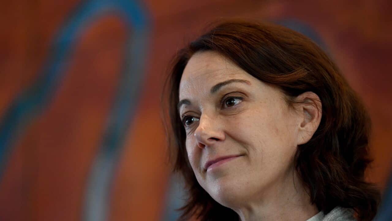 Sophie Scamps speaking to media