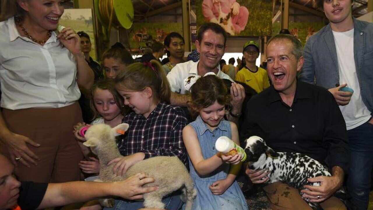 Bill Shorten with his wife Chloe at the Royal Easter Show.