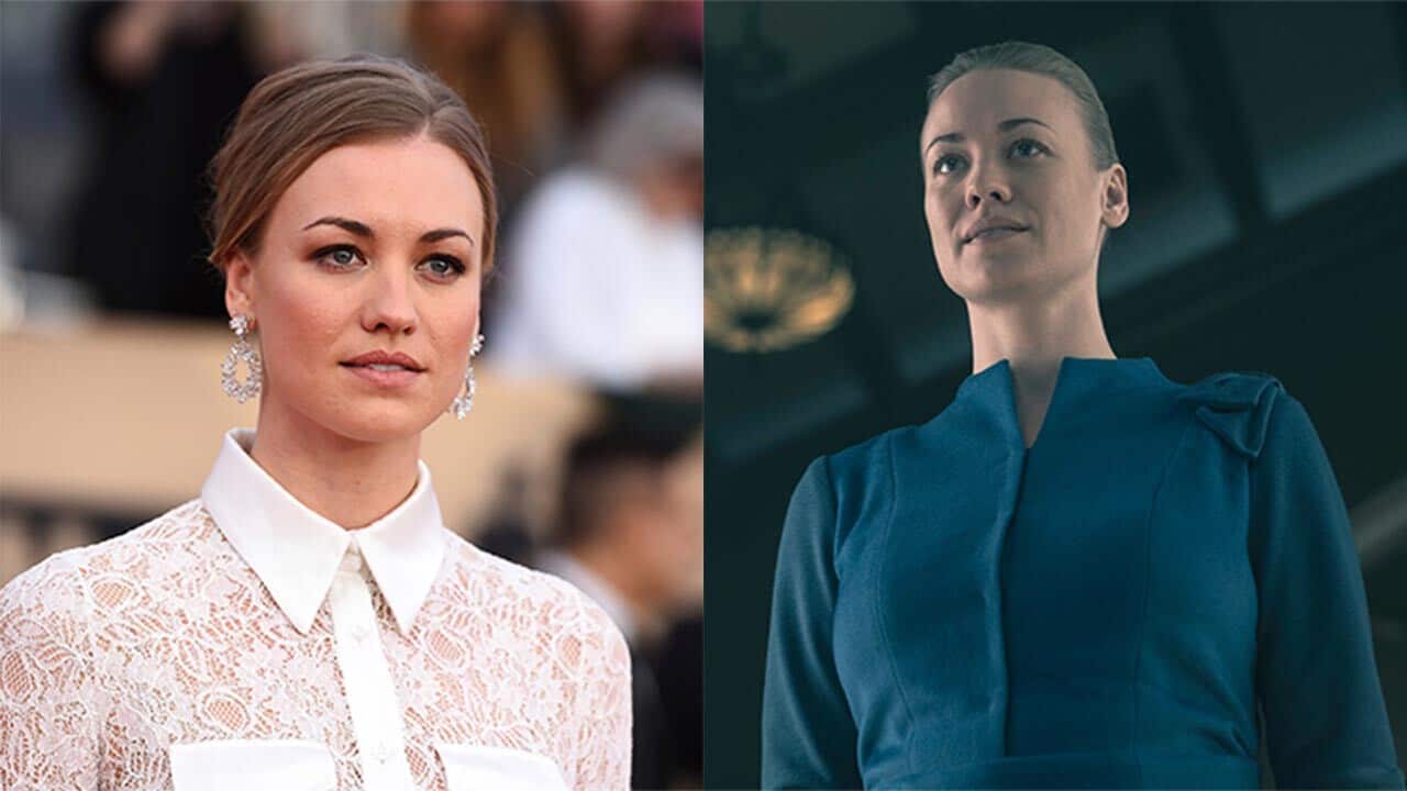 Yvonne Strahovski plays Serena in Handmaid's Tale. 
