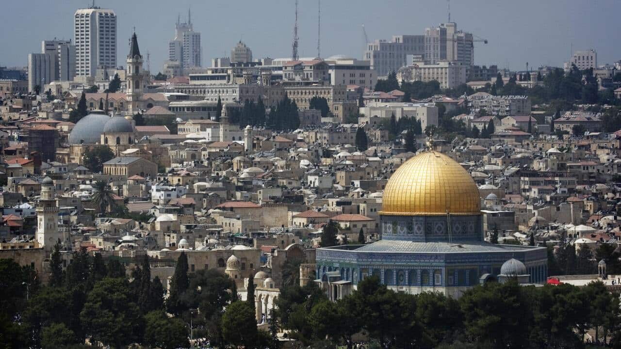 A picture shows the skyline of Jerusalem