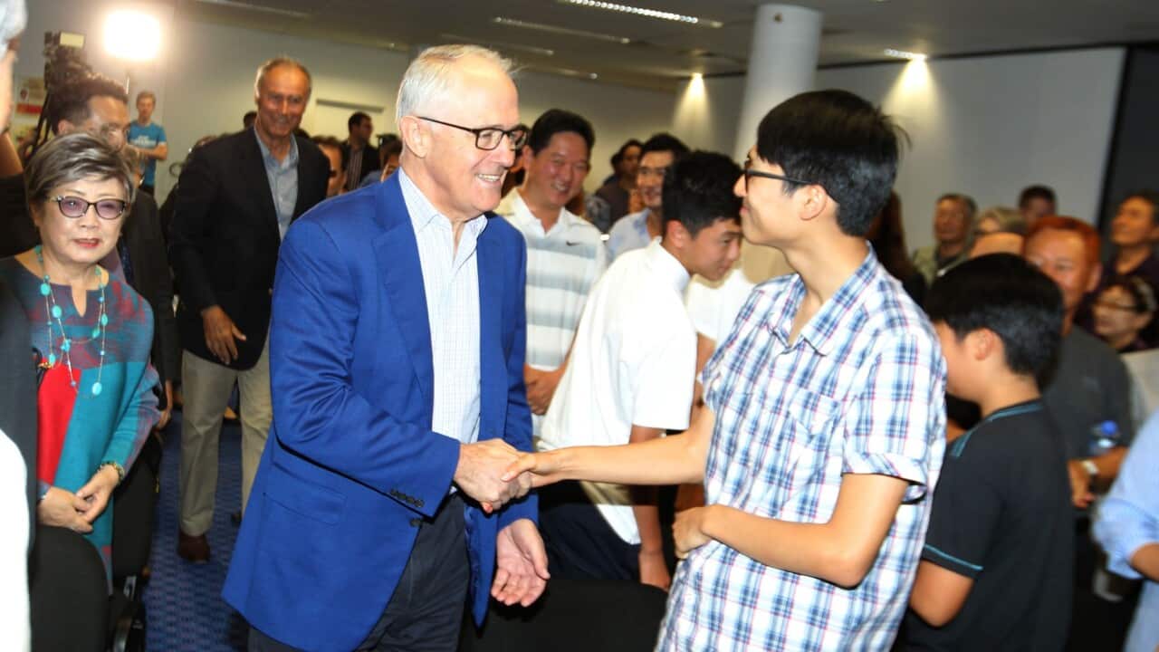 Prime Minister Malcolm Turnbull during a visit to the Hanho Korean Daily Newspaper in Eastwood, Sydney, Saturday, December 9, 2017. (AAP Image/Ben Rushton) NO ARCHIVING