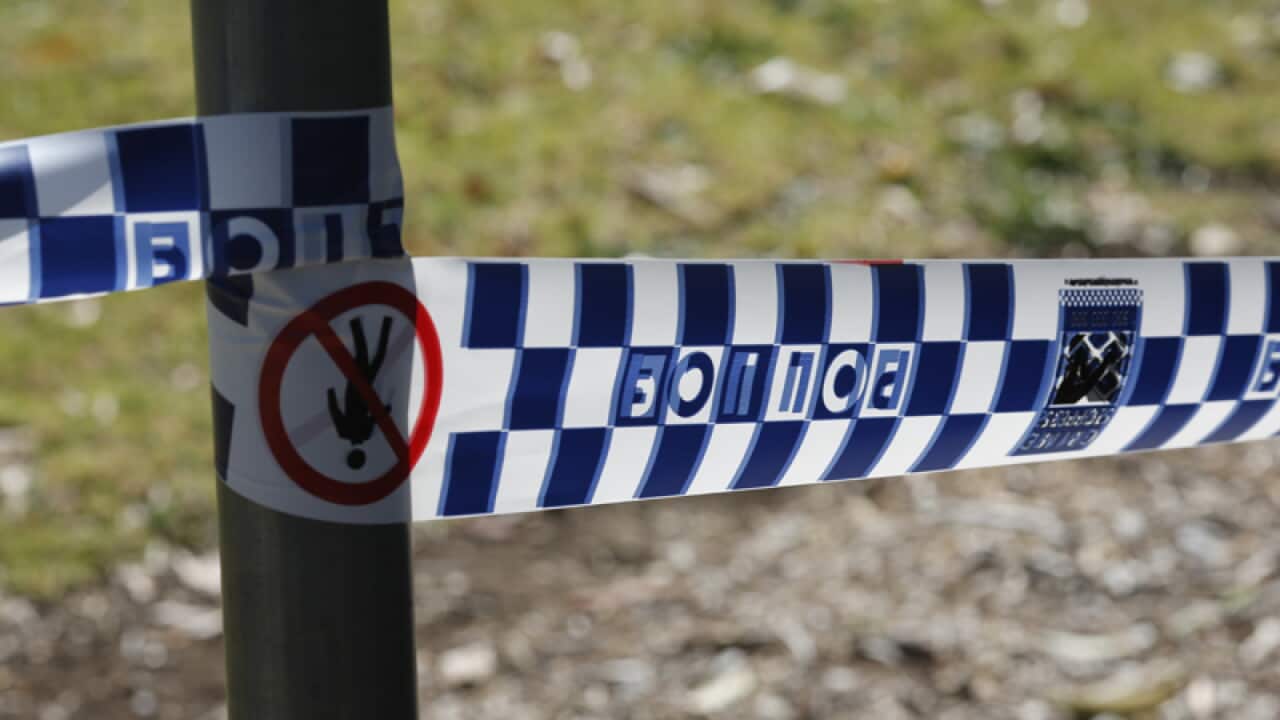 Police tape at the scene