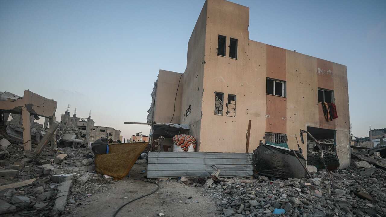 Internally displaced Palestinian in Khan Younis, southern Gaza