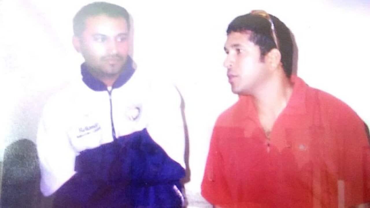Prakash Bhatt with Sachin Tendulkar