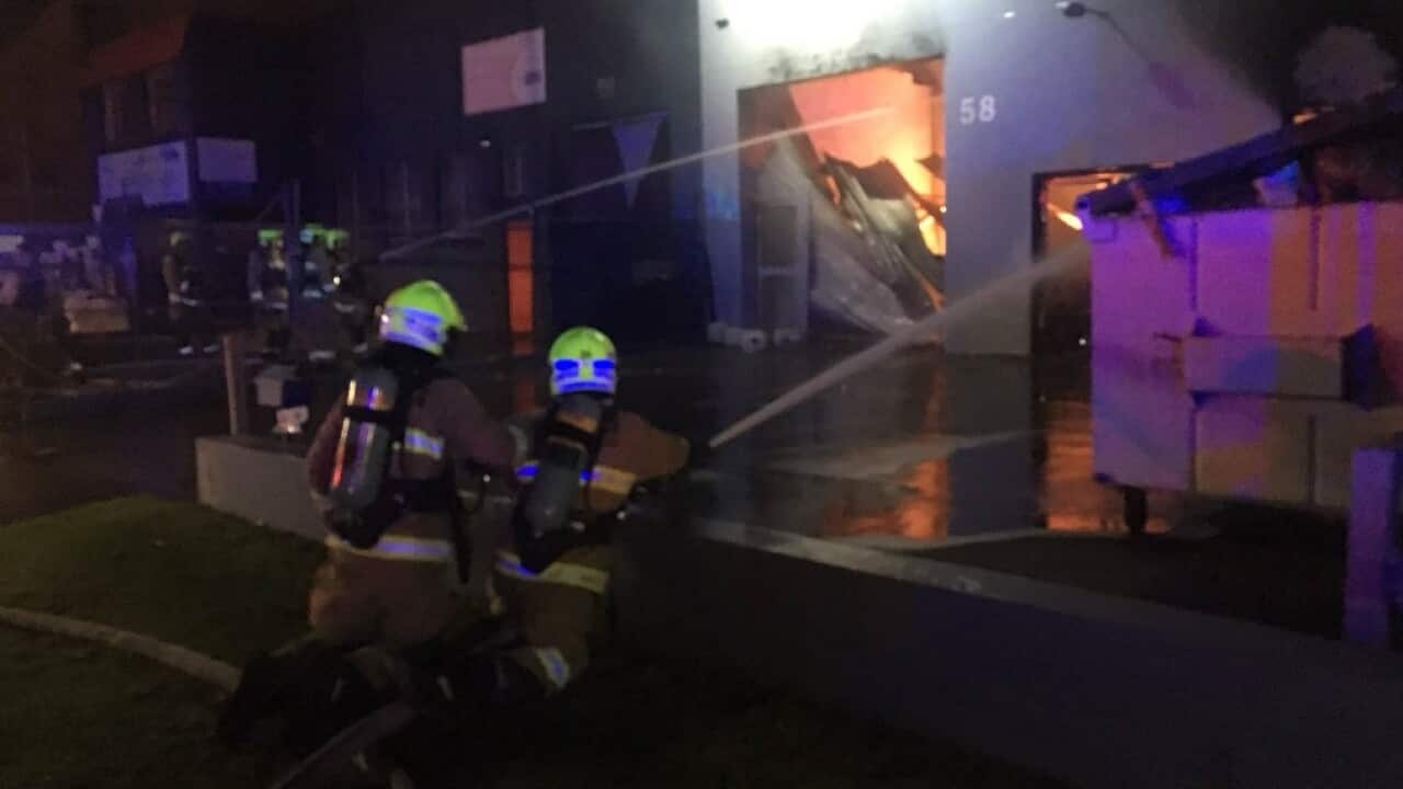 Firefighters battle the blaze at a Sydney factory 