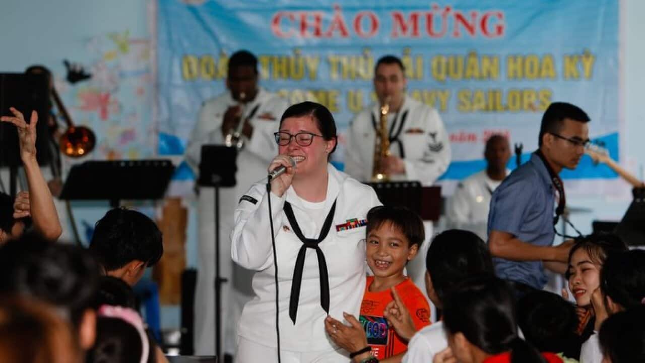 The Seventh Fleet USS Band performed at the Shelter for victims of Orange Agent in Da Nang