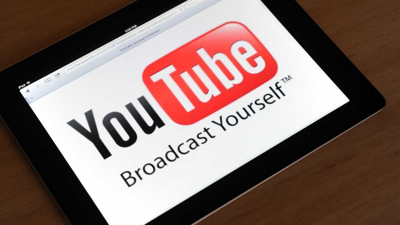 A screen shot of a You Tube logo on an iPad
